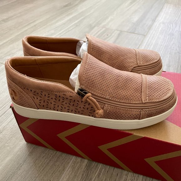 BILLY Footwear Zip On Perforated Low Beige Nude Loafer Shoes Size 8 NEW - Picture 2 of 10